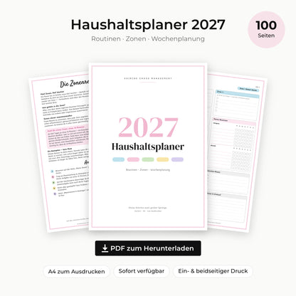 Haushaltsplaner 2027 – 100 Seiten | A4 PDF zum Ausdrucken
