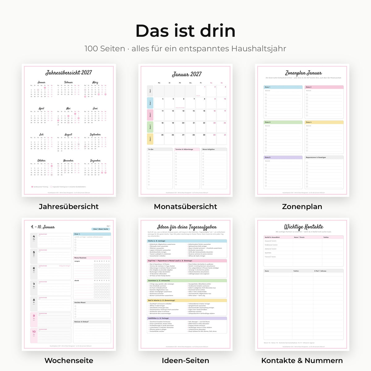 Haushaltsplaner 2027 – 100 Seiten | A4 PDF zum Ausdrucken