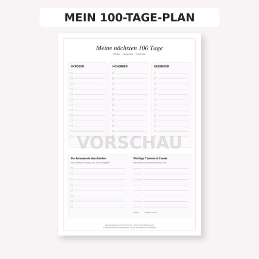 Mein 100-Tage-Plan | Printable