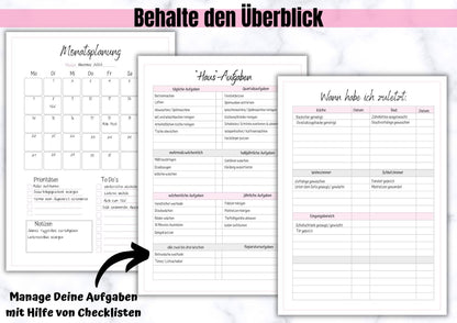 Haushalts- Checklisten, Monatsübersicht, Challenges zum Ausmisten und Putzen