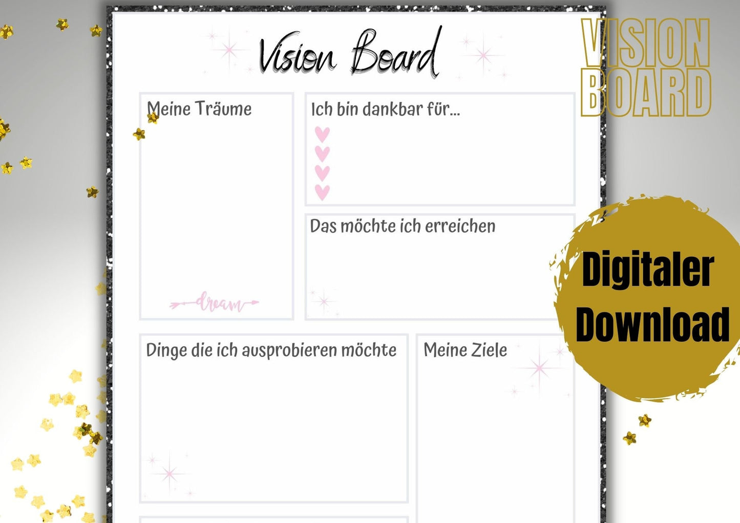 Vision Board, Neujahres Vorsätze, Beschäftigung für Silvester, neues Jahr, Jahr 2023, Vorsätze fürs neue Jahr