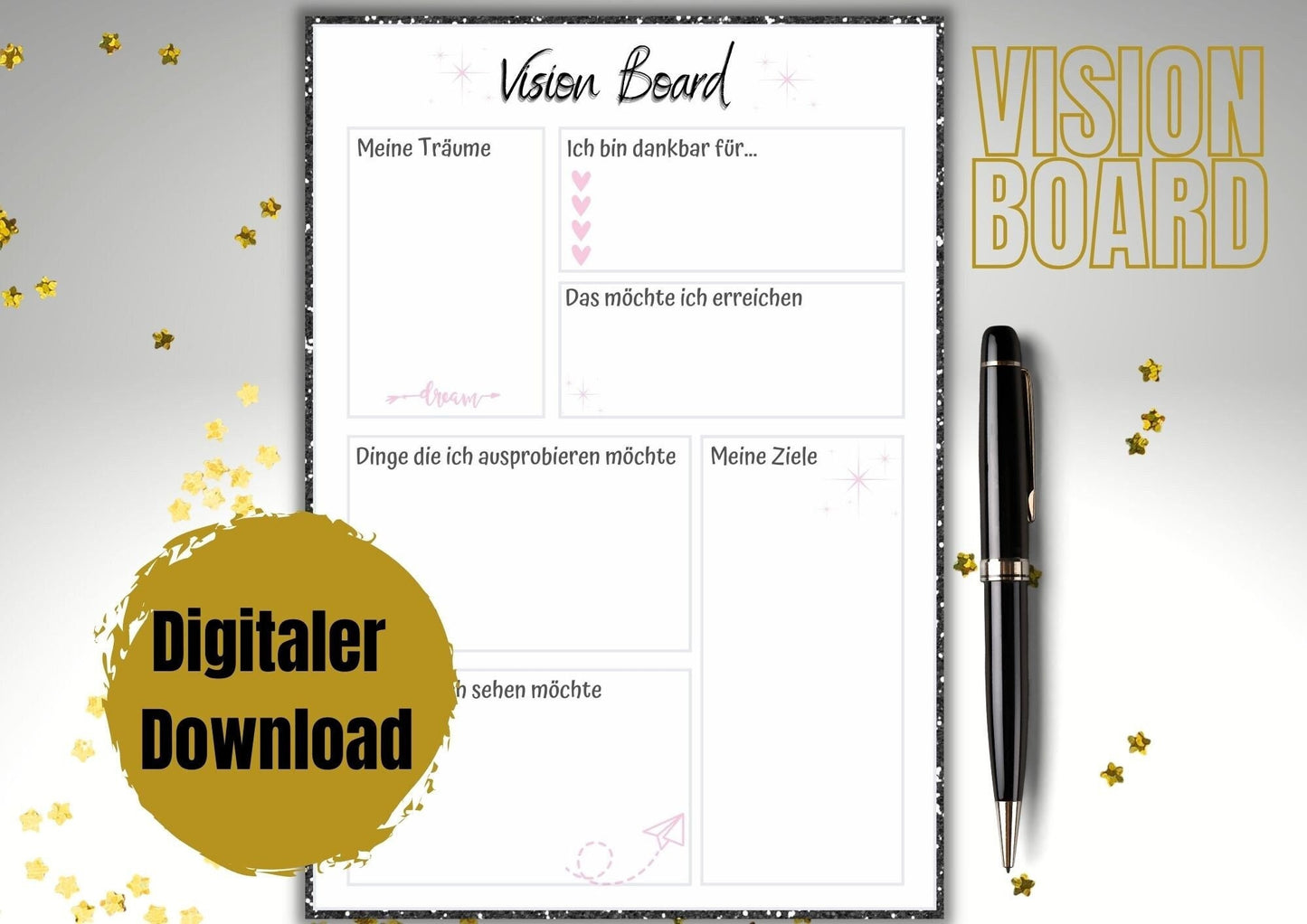Vision Board, Neujahres Vorsätze, Beschäftigung für Silvester, neues Jahr, Jahr 2023, Vorsätze fürs neue Jahr