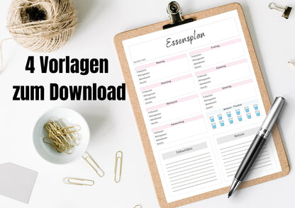 Ein zeitsparender Essensplan zum wöchentlichen vorplanen von Mahlzeiten, Rezepte und Einkäufe