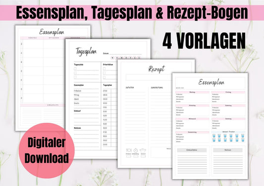 Ein zeitsparender Essensplan zum wöchentlichen vorplanen von Mahlzeiten, Rezepte und Einkäufe