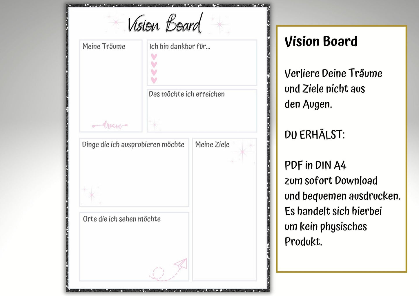 Vision Board, Neujahres Vorsätze, Beschäftigung für Silvester, neues Jahr, Jahr 2023, Vorsätze fürs neue Jahr