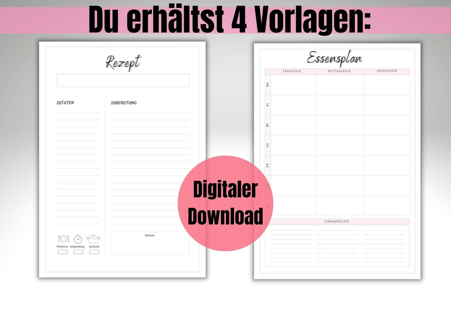 Ein zeitsparender Essensplan zum wöchentlichen vorplanen von Mahlzeiten, Rezepte und Einkäufe