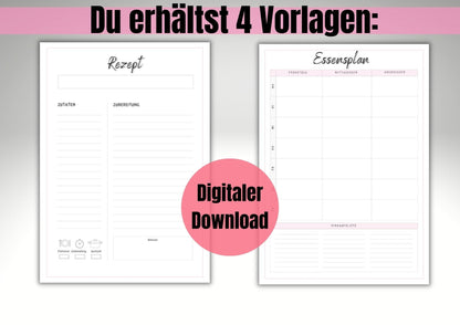 Ein zeitsparender Essensplan zum wöchentlichen vorplanen von Mahlzeiten, Rezepte und Einkäufe