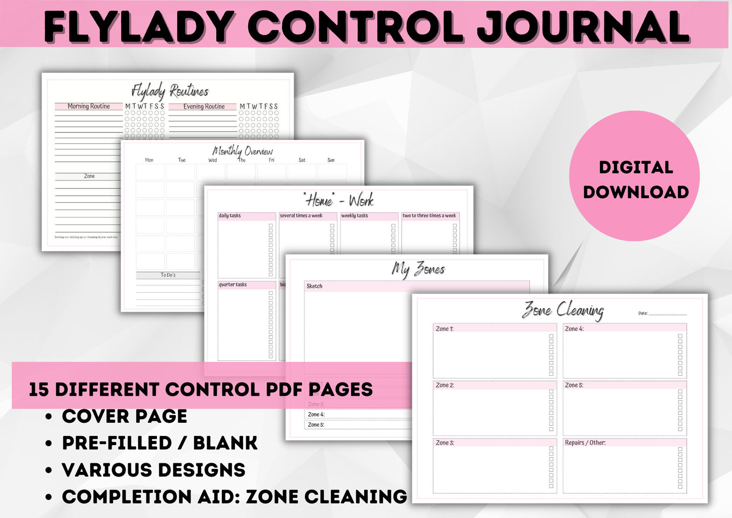 ENGLISH Control Journal *DIN A4 | Flylady Checklist | cleaning schedule I household and life organization Bundle Printables | PDF I