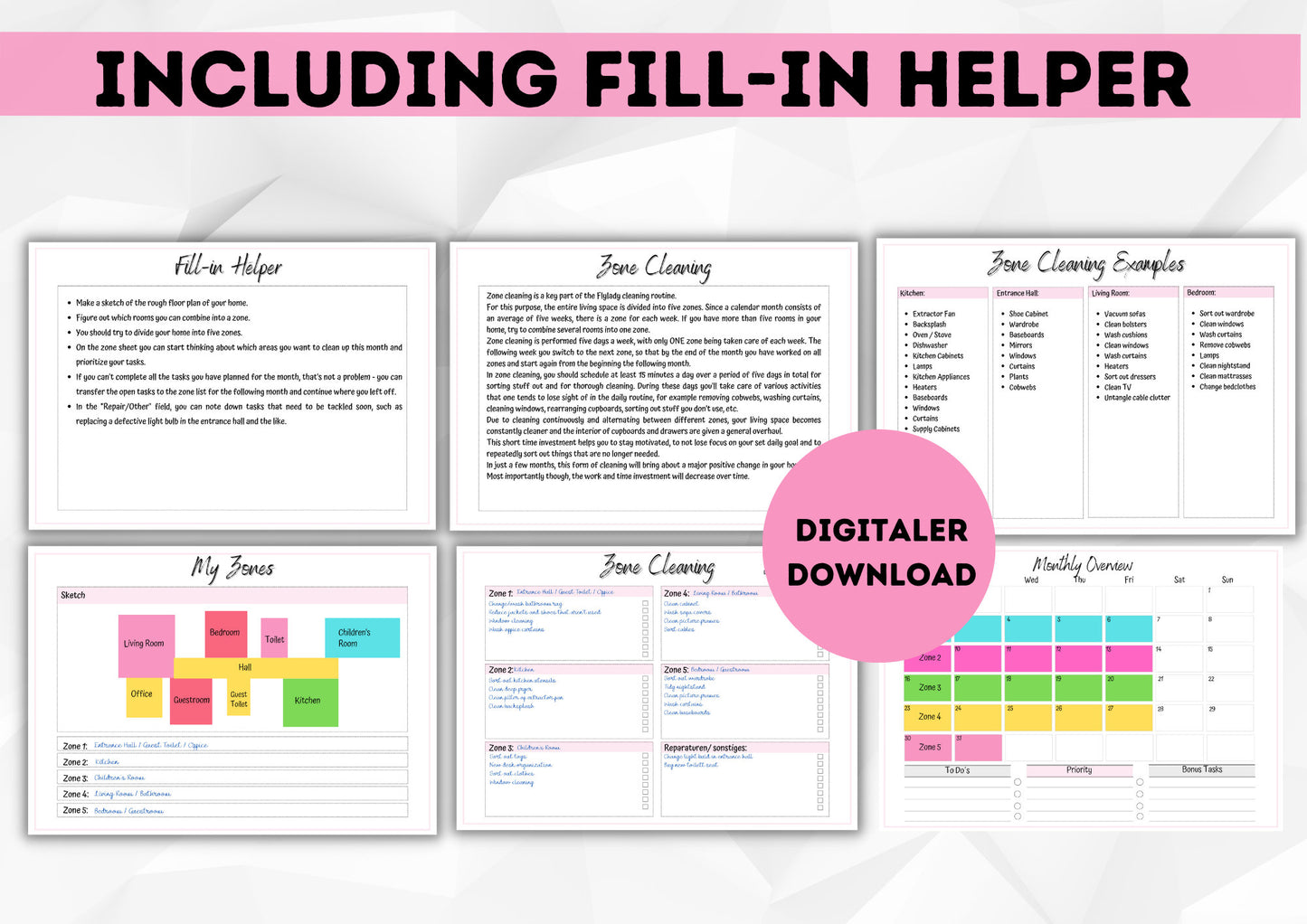 ENGLISH Control Journal *DIN A4 | Flylady Checklist | cleaning schedule I household and life organization Bundle Printables | PDF I