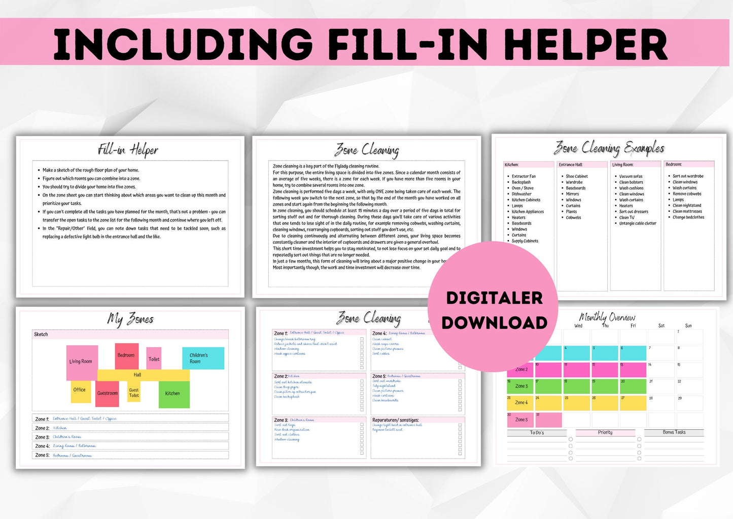 ENGLISH  Control Journal *DIN A5 | Flylady Checklist | cleaning schedule I household and life organization Bundle Printables | PDF I