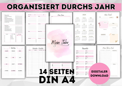 Kalender mit div. Übersichten zur Organisation von Haushalt und Leben. Immerwährend mit Übersicht für 2024/25 zum herunterladen und drucken