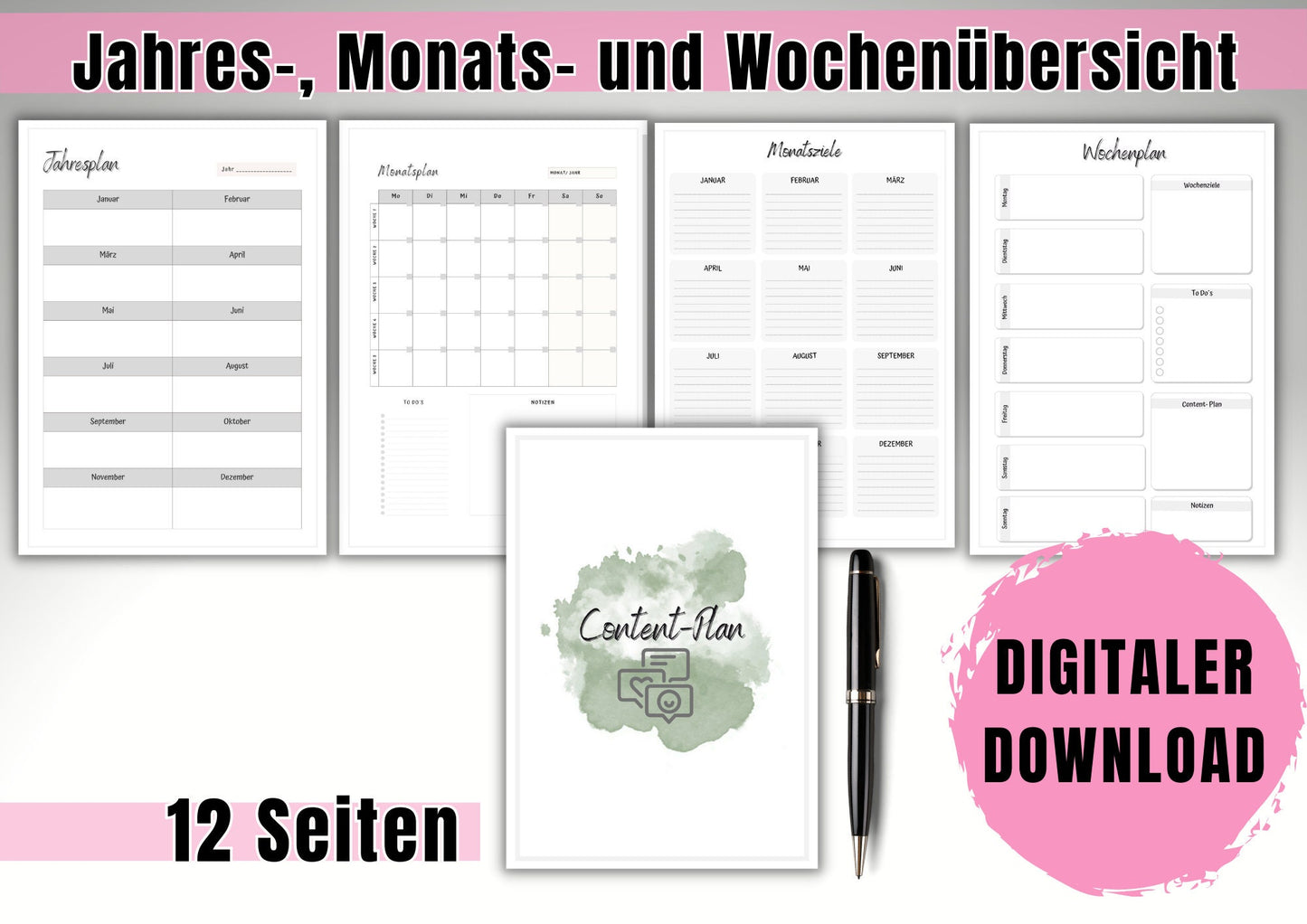 Content Planner für YouTube, mit hilfreichen Vorlagen zur Optimierung deines Contents (Skript, Planung, Kooperationen, Tracker uvm) DIN A4