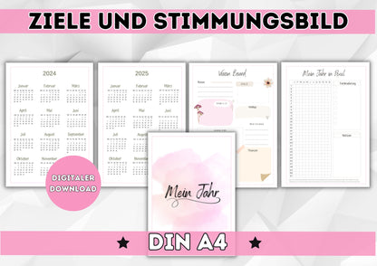Kalender mit div. Übersichten zur Organisation von Haushalt und Leben. Immerwährend mit Übersicht für 2024/25 zum herunterladen und drucken