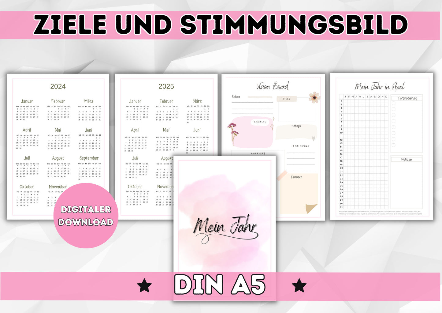 Kalender A5 mit Haushaltsübersicht nach Flylady uvm. zum ausdrucken. Diverse Übersichten helfen beim Planen und organisieren durch das Jahr