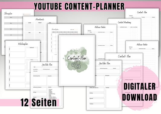 Content Planner für YouTube, mit hilfreichen Vorlagen zur Optimierung deines Contents (Skript, Planung, Kooperationen, Tracker uvm) DIN A4